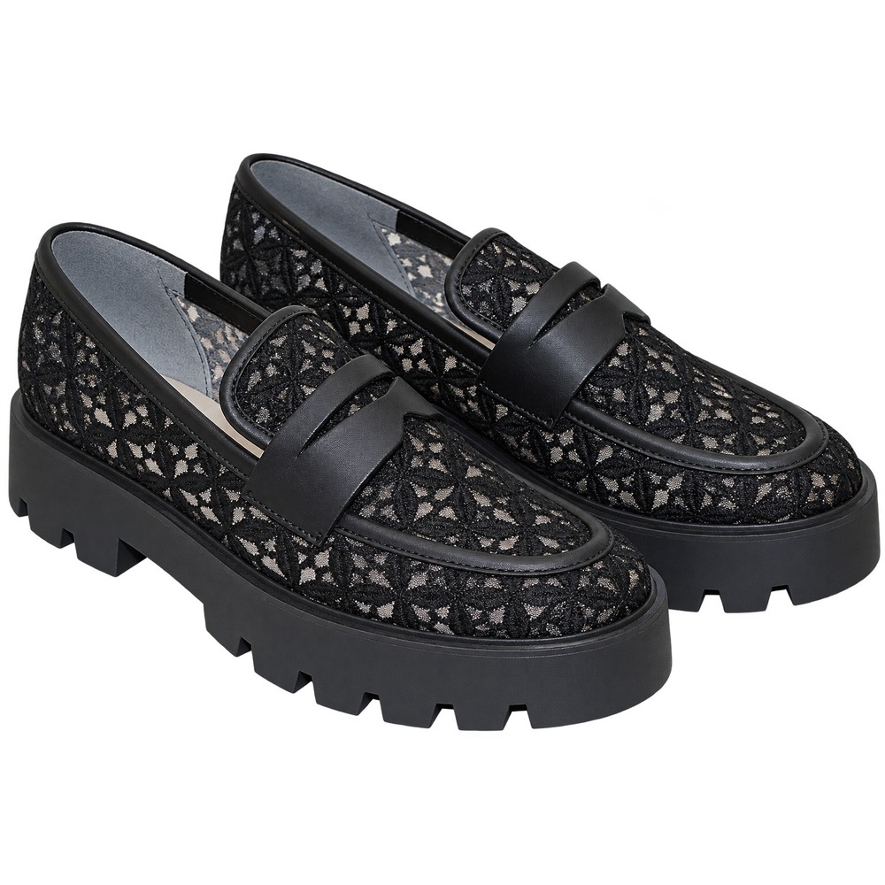 Franco Sarto Balin Lace Lug Sole Loafer Womens 8M Black